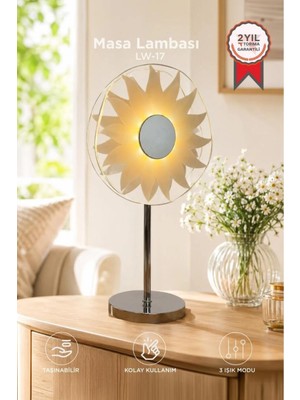 St. Morritz Ayçiçek Kristal Elmas Masa Lambası LED Işıklı Şarjlı Dokunmatik Akrilik Gece Lambası LW17