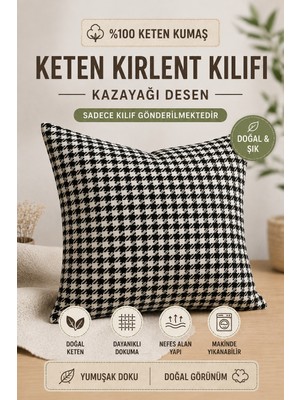 Siyah Beyaz Kazayağı Desen Kırlent Kılıfı