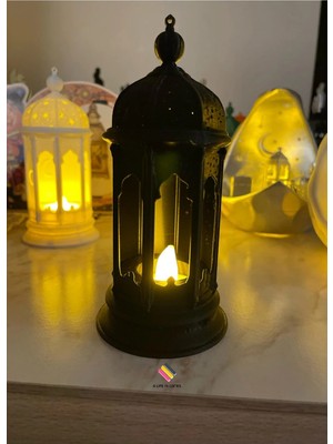 St. Morritz Ramazan Feneri - (Tealight LED Hediyeli ) Fanos Ev Ofis Süsü Hoşgeldin Ramazan Işık Modern Dekoratif