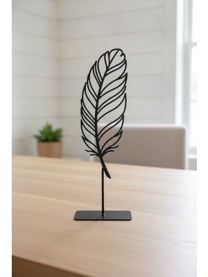 Bafidica Masaüstü Dekoratif Obje Minimalist Tüy Tasarım Siyah Metal Heykel