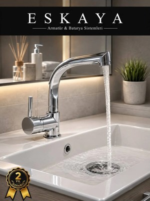ESHOME Armut Balıksırtı Borulubanyo Lavabo Bataryası Çeşmesi Musluğu Çift Su Girişli