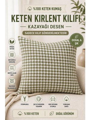 Yeşil Kazayağı Desen Kırlent Kılıfı