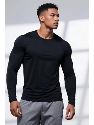 Oksit Ark Erkek Likralı Dar Kesim Uzun Kollu Spor ve Günlük T-Shirt