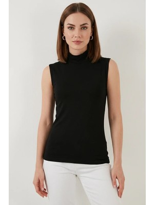 Efnaz Style Kadın Balıkçı Yaka Kolsuz Viskon Siyah Body