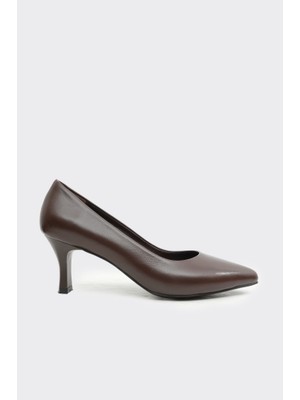 Derinet Hakiki Deri Kısa Topuk Kadın Stiletto