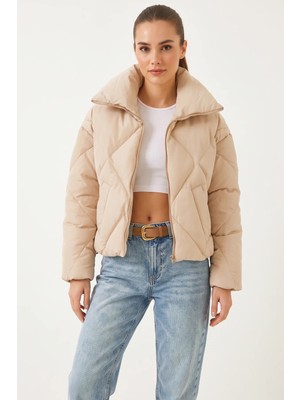 Efnaz Style Kadın Oversize Bej Mont