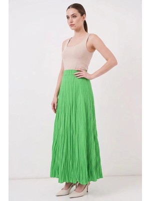 Efnaz Style Kadın Kırışık Yeşil Etek