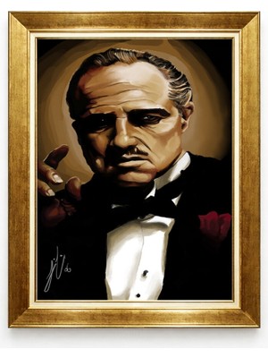 Tablore Godfather Baba Filmi Don Vito Corleone Ikonik Portre Çerçeveli Tablo