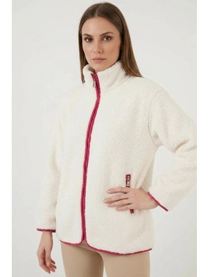 Efnaz Style Kadın Fermuarlı Peluş Kırmızı Mont