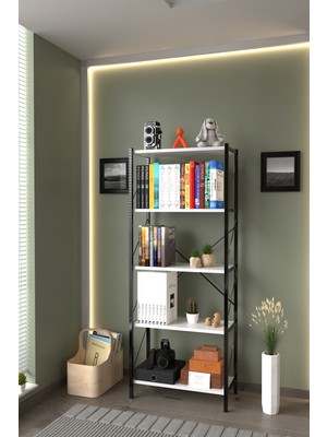 Awox 150 cm Metal Çerçeveli 5 Raflı Modern Dekoratif Kitaplık Çok Amaçlı Ev ve Ofis Raf Sistemi  Bu Başlık; Metal Kitaplık, 5 Raflı Kitaplık, Modern Kitaplık, Dekoratif Kitaplık, Ev/ofis Raf Sistem