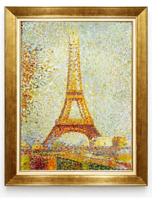Tablore Eyfel Kulesi Paris Manzaralı Gold Çerçeveli Tablo Modern Noktalı Sanat Salon Duvar Dekoru