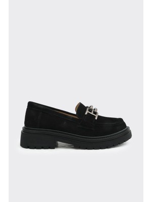 Derinet Hakiki Deri Tokalı Kadın Loafer