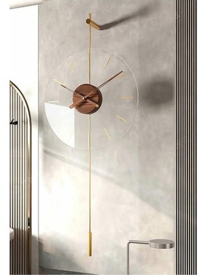 St. Morritz Primera Gold Time Ceviz Göbek, Modern Metal ve Nano Kırılmaz Göbek Tasarım Duvar Saati