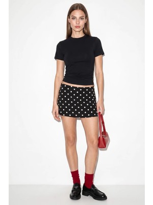 Efnaz Style Kadın Kısa Kollu Bisiklet Yaka T Shirt Siyah