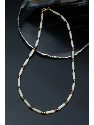 Serenite Collection Colonne Sedef Taşı Beyaz Kolye