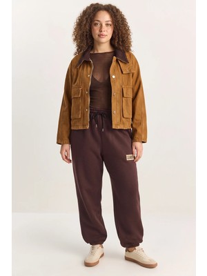 Efnaz Style Kadın Basic Jogger Relaxed Polar Eşofman Altı Kahverengi