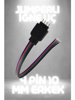 St. Morritz 10 Adet LED Bağlantı  Konnektör Soket Rgb Şerit LED 4 Pin 10 mm Erkek Jumperlı  Iğne Uç