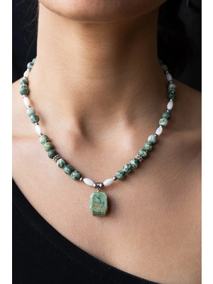 Serenite Collection Sedef ve Amazonit Taşı Kolye