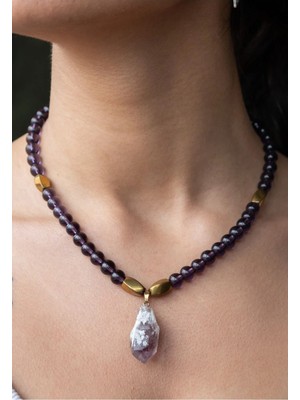 Serenite Collection Hematit ve Ametist Taşı Kolye