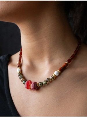 Serenite Collection Akik Lav ve Nepal Taşı Kolye