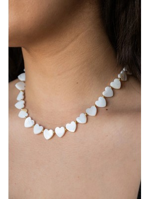 Serenite Collection Coer Sedef Taşı Beyaz Kalp Kolye
