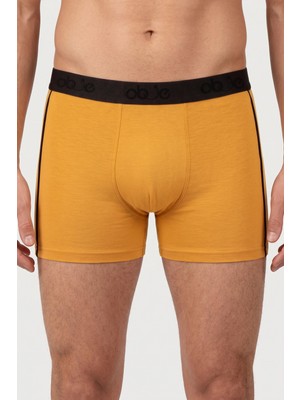 Obje Erkek Hardal Likra Cotton Boxer