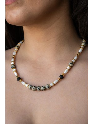Serenite Collection Sedef Jasper ve Lav Taşı Kolye