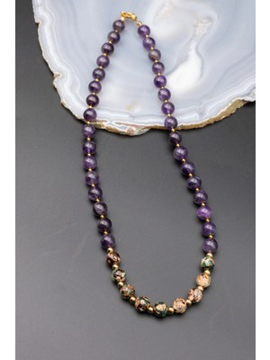 Serenite Collection Ametist Tibet Taşı Kolye