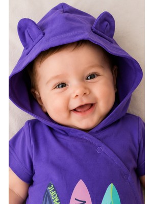 Baby Hola Kapüşonlu Ocean Baskılı Kısa Kollu Unisex Bebek Tulum 10231