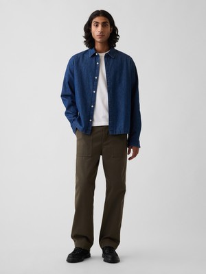 Gap Erkek Haki Herringbone '90S Loose Pantolon