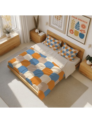 Luvis Store Retro Arches - Geometrik Desenli Çift Kişilik Hibrit Nevresim Takımı - Çarşafsız