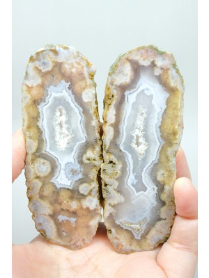 Healcrystal Doğal Mavi Dantelli Almus Akik Çifti, 241G