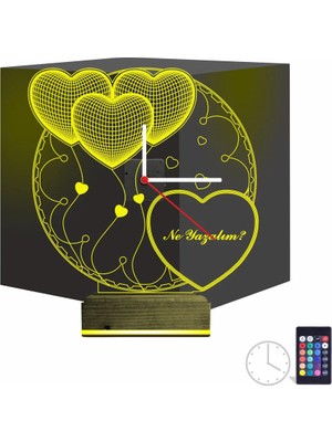 Luvivia Kalp Sevgiliye Hediye V2 Kişiye Özel Saatli 3D Lamba - Masa Gece Lambası