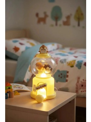 St. Morritz Disney Ufufy Lisanslı Fanus Gece Lambası - Chip 'n' Dale Figürlü Yumuşak Işıklı Dekoratif Aydınlatma