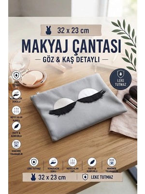 Nisahometeks Makyaj Çantası ( Kadife Kumaş 32 x 23 cm )