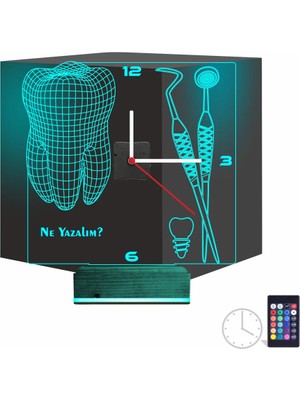 Luvivia Diş Doktoru Hediye Kişiye Özel Saatli 3D Lamba - Masa Gece Lambası