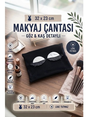 Nisahometeks Makyaj Çantası ( Kadife Kumaş 32 x 23 cm )