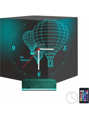 Luvivia Balon Bulut Tasarım Kişiye Özel Saatli 3D Lamba - Masa Gece Lambası