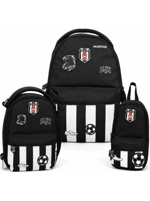 Beşiktaş Futbol Temalı 3'lü Okul Çantası Seti - Okul Çantası, Beslenme Çantası ve Kalem Çantası