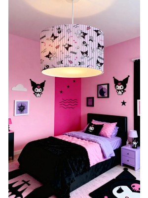 St. Morritz Lila Pembe Şeritli Kuromiler Desenli Çocuk Odası Avize