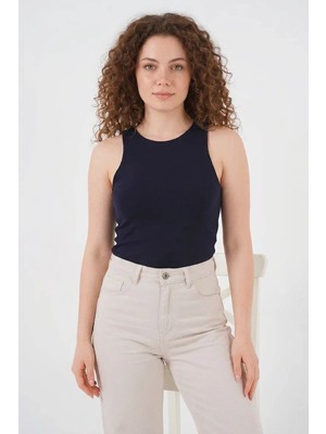 Palmira Demir Kadın Halter Yaka Lacivert Body