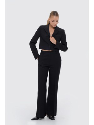 Thalure Kadın Siyah Slim Fit Basic Pantolon