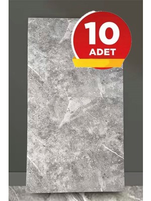 BienHome 10 Adet, 30X60 cm Açık Gri Mermer Desen Yapışkanlı Karavan Prefabrik Banyo Wc Duvar Kaplama PANELI-S14
