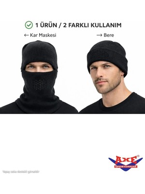 Axe Sportswear Kışlık Şapka Bere Olabilen Tactical Modüler Kar Maskesi