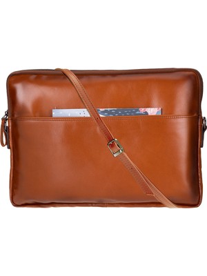 BloominBag Sılva Sandy Tan Hakiki Deri 16" Laptop & Tablet Askılı Kılıfı