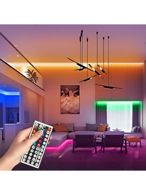 Ema Dükkan Rgb Şerit LED 5 Metre 20 Renk 44 Tuşlu Kumandalı Silikonlu Set