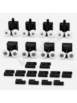 Venita Siyah Duşakabin Cam Kabin Tekerleği Takım 24 mm