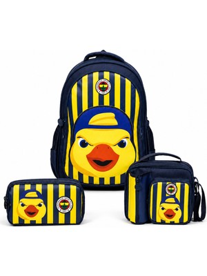 Fenerbahçe Lisanslı 3D Yellow 3'lü Okul Çantası Seti - Sırt Çantası, Beslenme Çantası ve Kalem Çantası