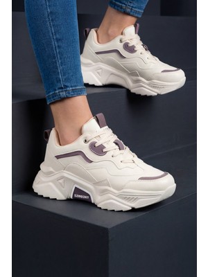 Dark Seer Kadın Bej Mor Sneaker Spor Ayakkabı 2026 - DS.PMD239K2110