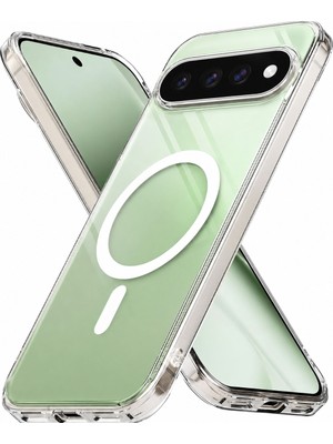CoverZone Google Pixel 11 Pro ile Uyumlu Şeffaf Kılıf Magsafe Uyumlu Güçlü Mıknatıslı Wireless Şarj Destekli Crystal Clear Ince Sert Arka Kapak Kamera Lens Korumalı Darbe Emici Kılıf